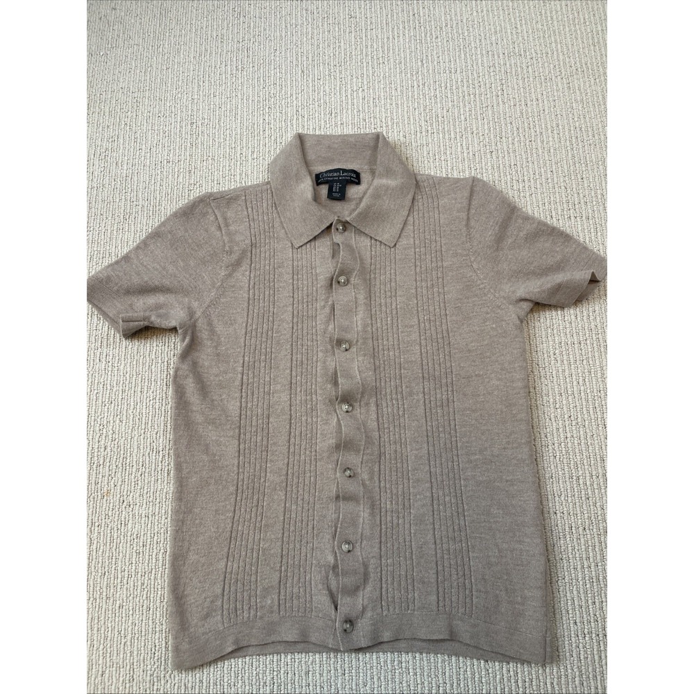 Christian Lacroix Men's Medium* Knit Sweater Merino Wool Collar Short Sleeve